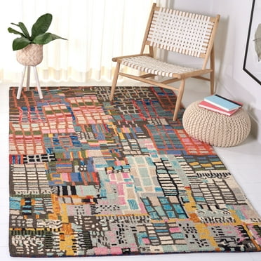 SAFAVIEH Aspen Algernon Abstract Geometric Wool Area Rug, Ivory/Black, 5' x 8'
