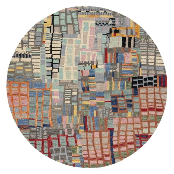 SAFAVIEH Aspen Algernon Abstract Wool Area Rug, Ivory/Black, 7' x 7' Round