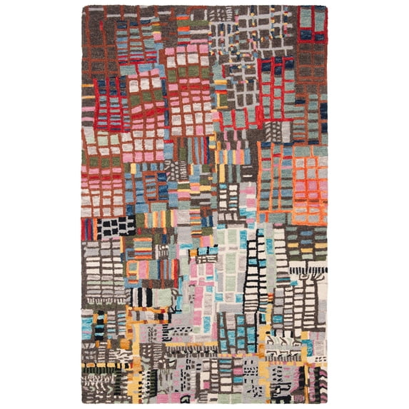 SAFAVIEH Aspen Algernon Abstract Wool Area Rug, Ivory/Black, 9' x 12'