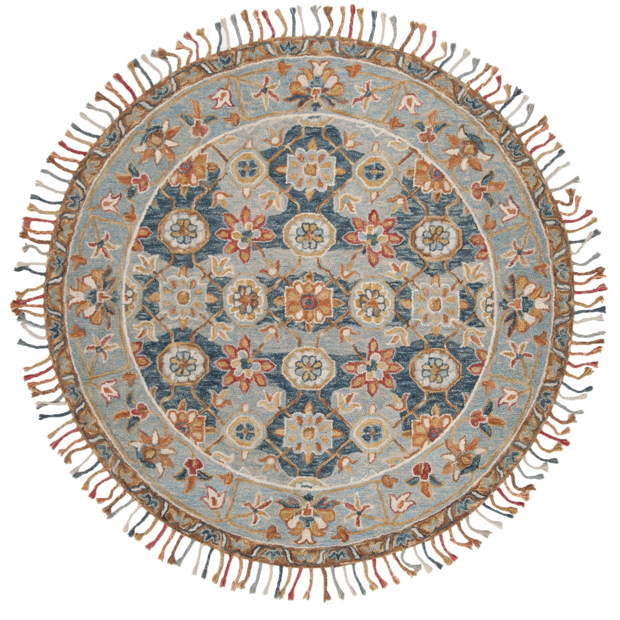 Handmade Tufted Aspen Round Gray Wool Area Rug - 7'
