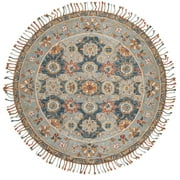 SAFAVIEH Aspen Andi Southwestern Wool Area Rug, Grey/Navy, 7' x 7' Round