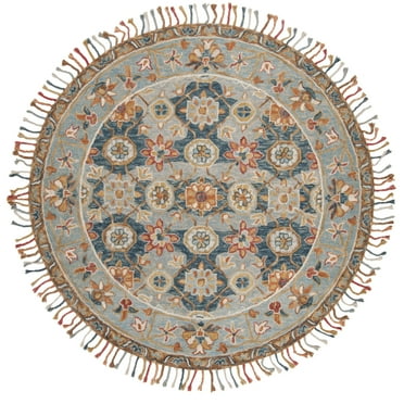 SAFAVIEH Aspen Andi Southwestern Wool Area Rug, Grey/Navy, 7' x 7' Round