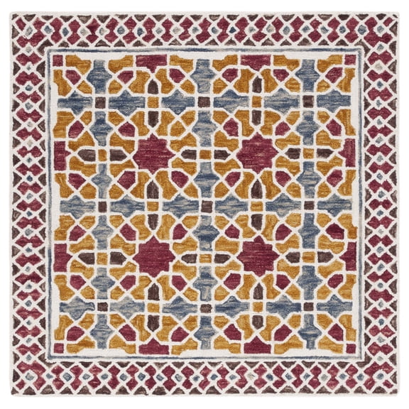 SAFAVIEH Aspen Beth Geometric Area Rug, Red/Yellow, 5' x 5' Square