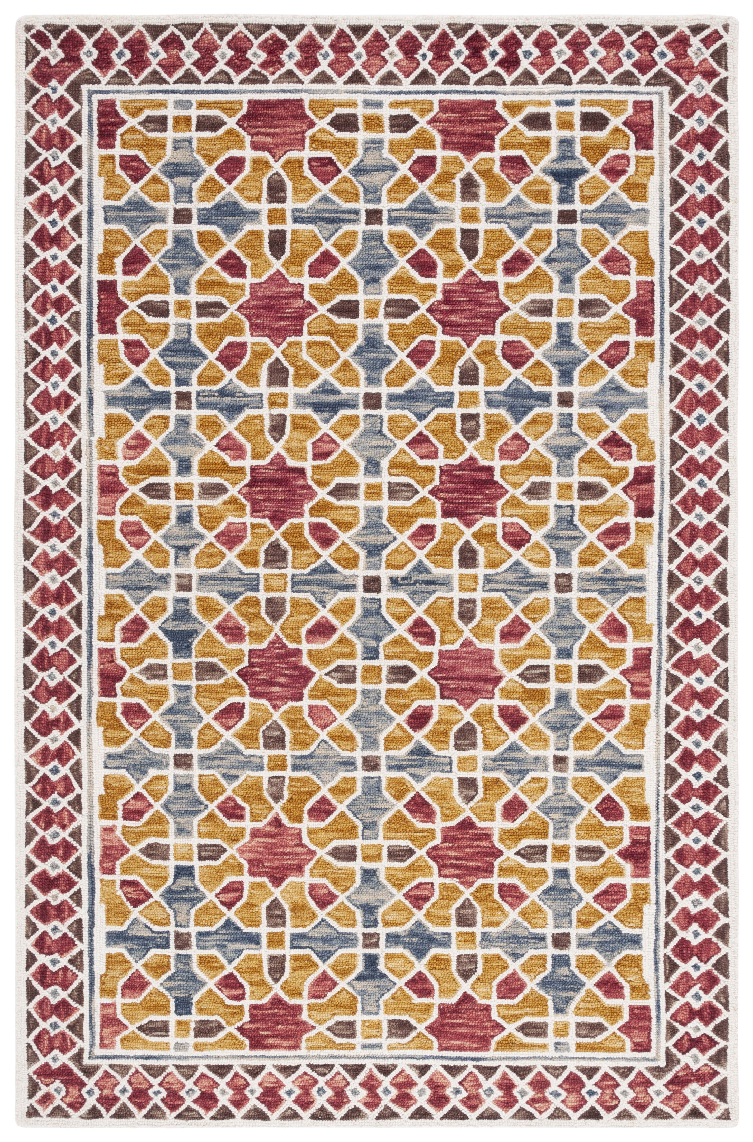 SAFAVIEH Aspen Beth Geometric Area Rug, Red/Yellow, 6' x 9'