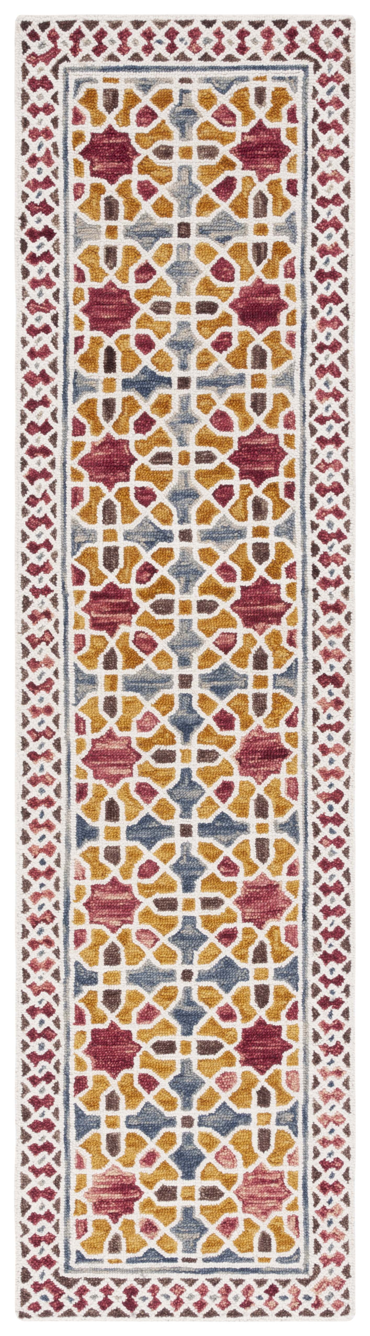 SAFAVIEH Aspen Beth Geometric Runner Rug, Red/Yellow, 2'3" x 9'