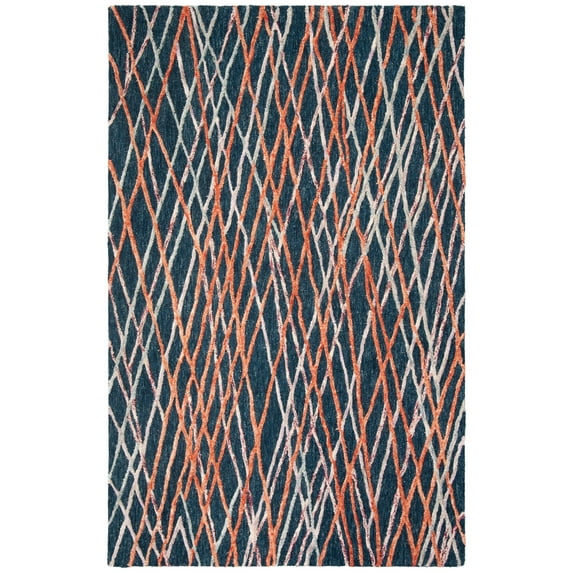 SAFAVIEH Aspen Bogdan Geometric Area Rug, Navy/Orange, 5' x 8'
