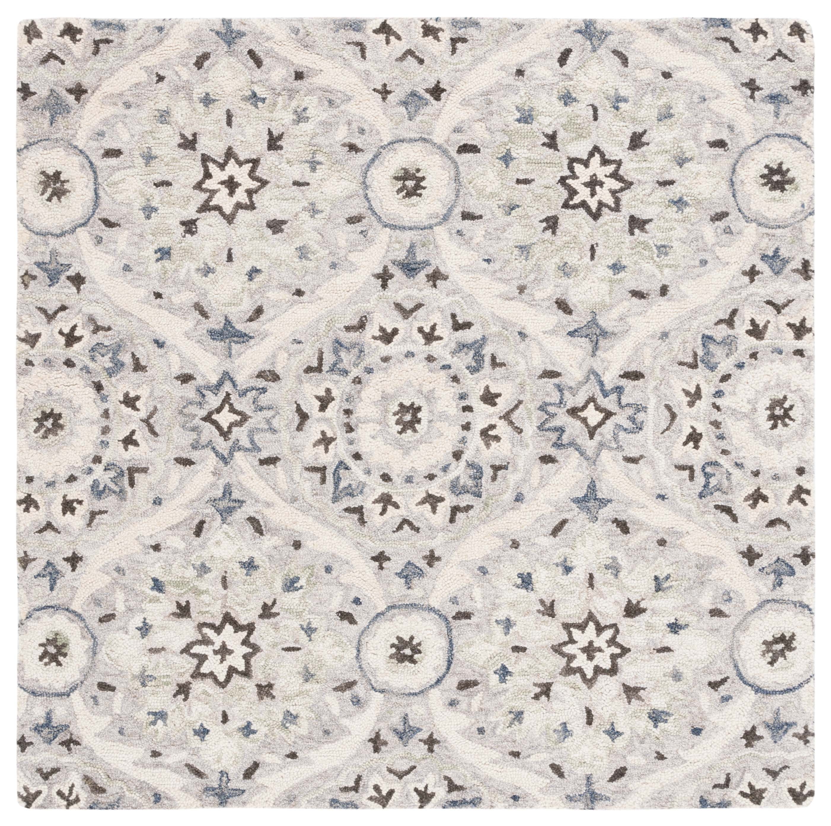 Aspen Chic Handmade Square Gray Wool Area Rug - 5' x 5'