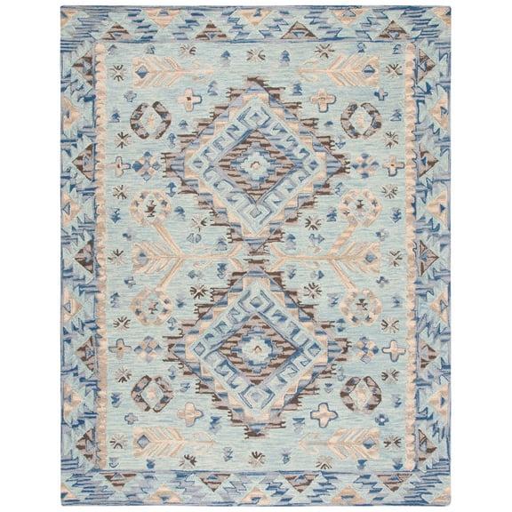 SAFAVIEH Aspen Briella Southwestern Wool Area Rug, Blue/Beige, 11' x 15'