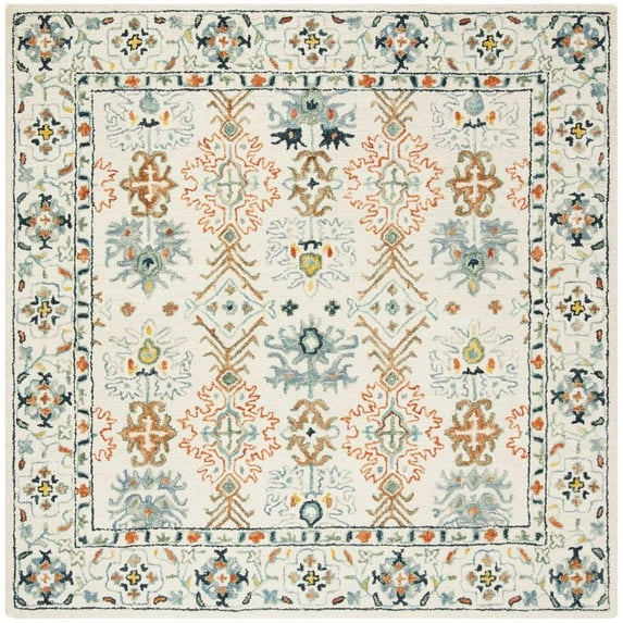 SAFAVIEH Aspen Brooks Oriental Area Rug, Ivory/Blue, 7' x 7' Square