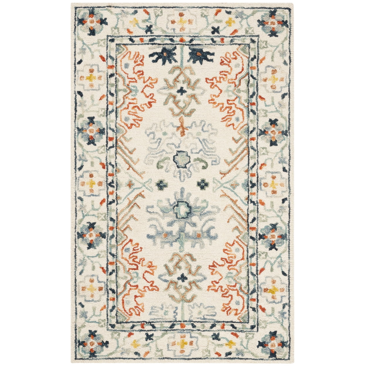 Handmade Tufted Blue Wool 3' x 5' Area Rug