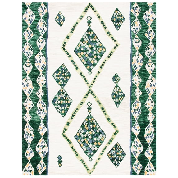SAFAVIEH Aspen Byrne Southwestern Wool Area Rug, Green/Ivory, 8' x 10'