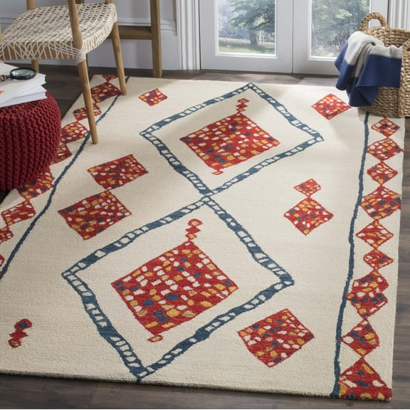 SAFAVIEH Aspen Byrne Southwestern Wool Area Rug, Ivory/Multi, 5' x 8'