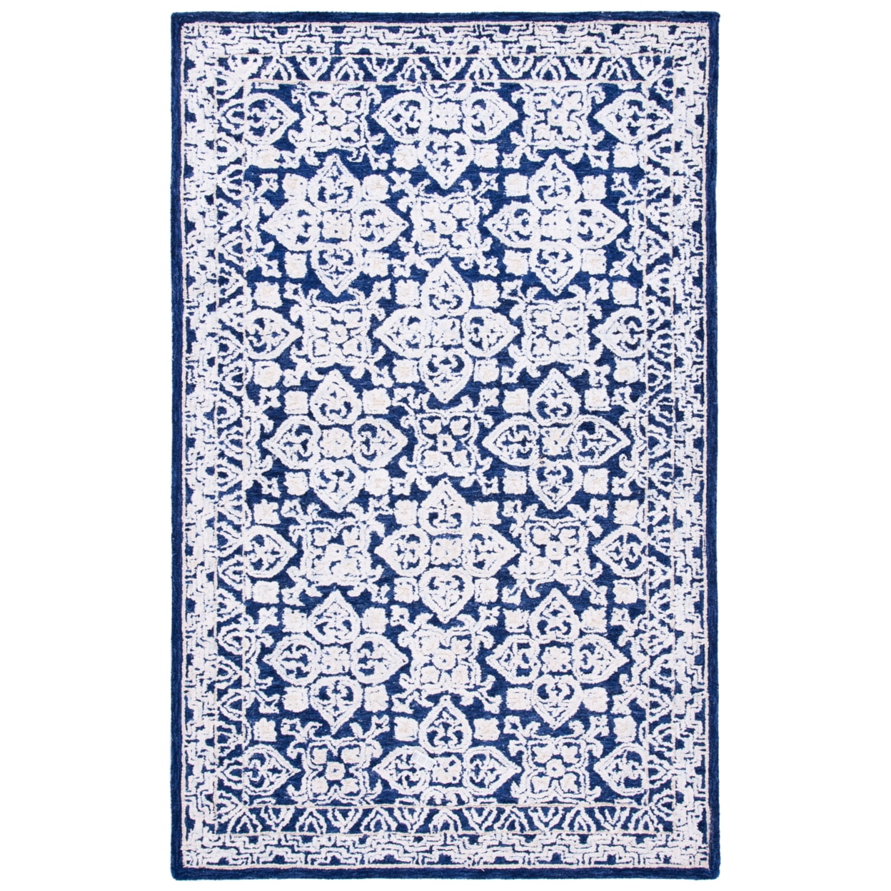 Ivory Geometric Tufted Handmade Wool 4'x6' Rectangular Rug