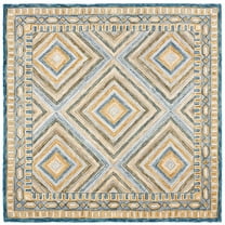 SAFAVIEH Aspen Caitriona Geometric Diamonds Wool Area Rug, Navy/Gold, 5' x 5' Square