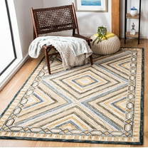 SAFAVIEH Aspen Caitriona Geometric Diamonds Wool Area Rug, Navy/Gold, 5' x 8'