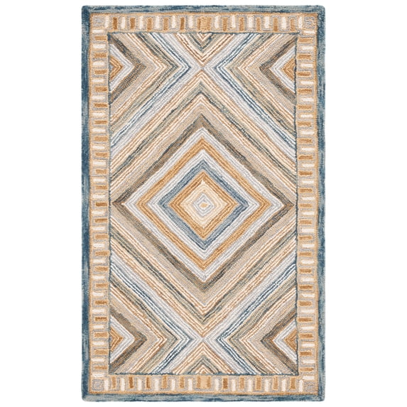 SAFAVIEH Aspen Caitriona Geometric Wool Area Rug, Navy/Gold, 2' x 3'