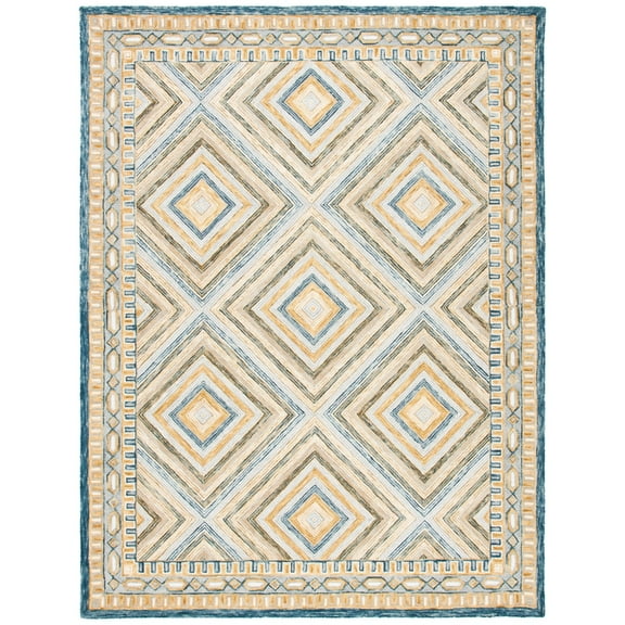 SAFAVIEH Aspen Caitriona Geometric Wool Area Rug, Navy/Gold, 8' x 10'