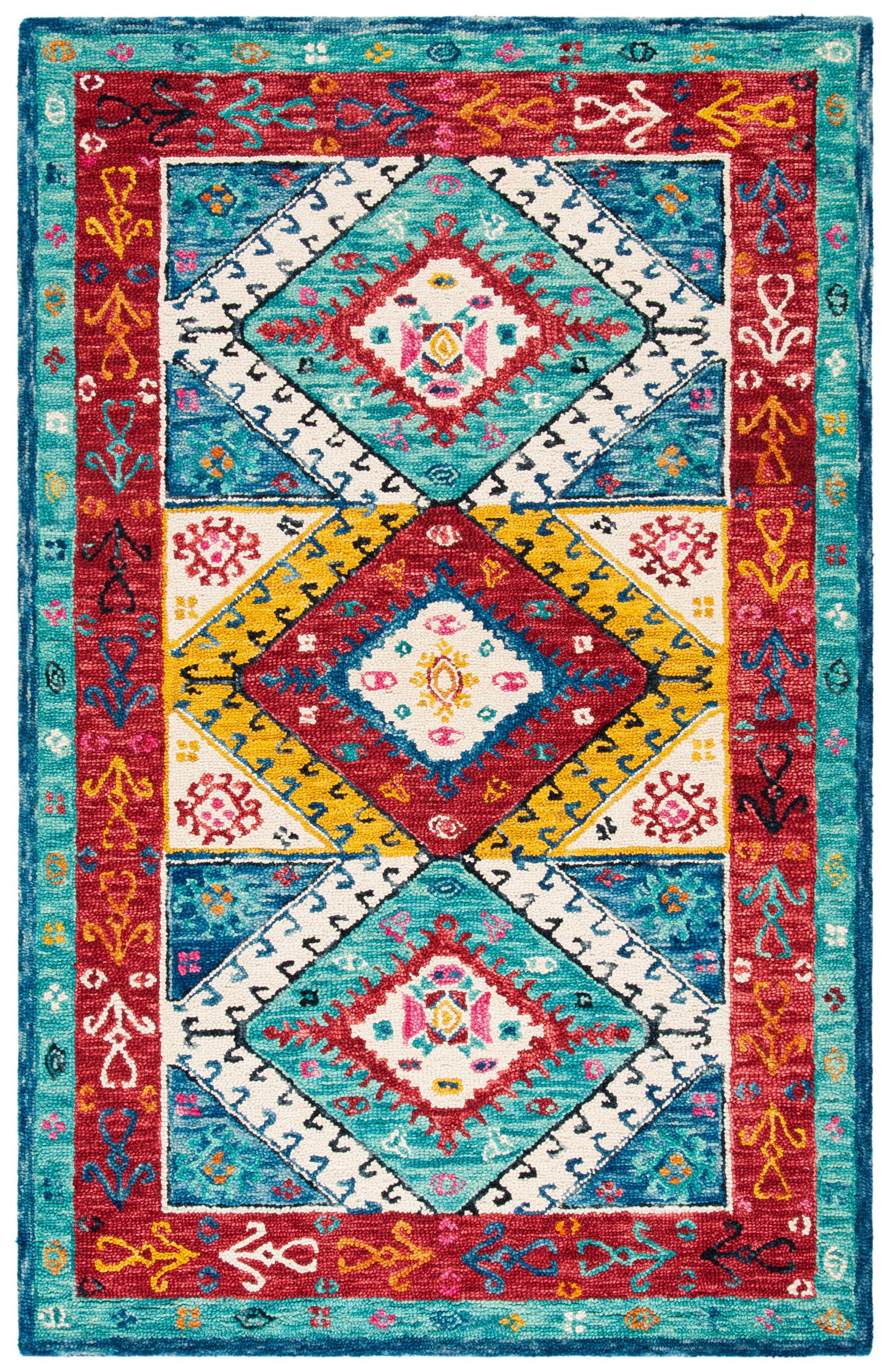 Aspen 6' x 9' Blue Multicolor Hand-Tufted Wool Area Rug