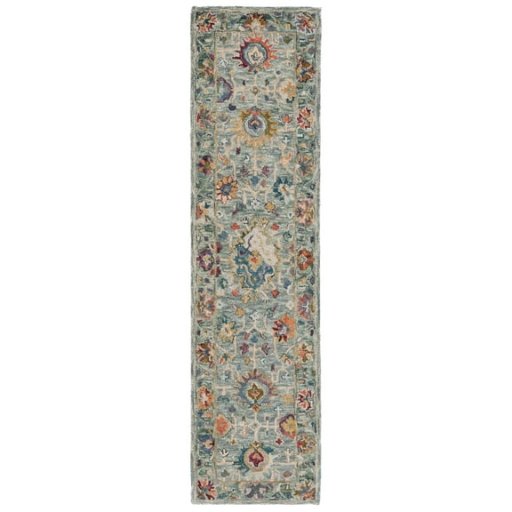 SAFAVIEH Aspen Carbrey Floral Runner Rug, Grey/Green, 2'3" x 9'