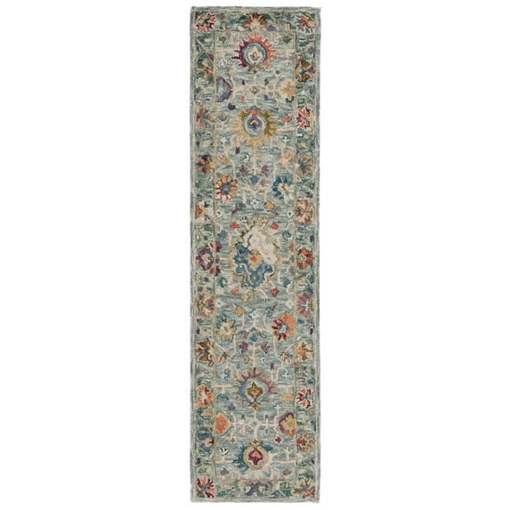 SAFAVIEH Aspen Carbrey Floral Runner Rug, Grey/Green, 2'3" x 9'