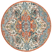 SAFAVIEH Aspen Caroline Southwestern Area Rug, Blue/Rust, 7' x 7' Round