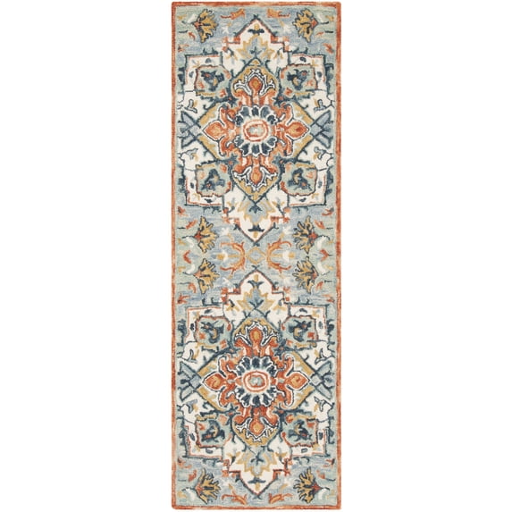 SAFAVIEH Aspen Caroline Southwestern Runner Rug, Blue/Rust, 2'3" x 7'