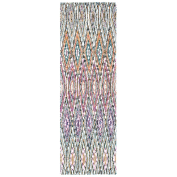SAFAVIEH Aspen Catriona Abstract Geometric Wool Runner Rug, Blue/Pink, 2'3" x 11'