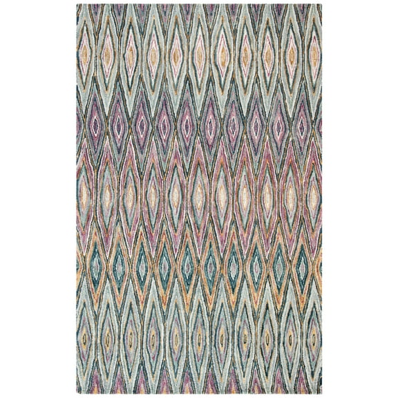 SAFAVIEH Aspen Catriona Geometric Wool Area Rug, Blue/Pink, 2' x 3'
