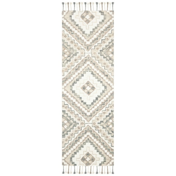 SAFAVIEH Aspen Caymen Geometric Fringe Wool Runner Rug, Taupe/Ivory, 2'3" x 13'