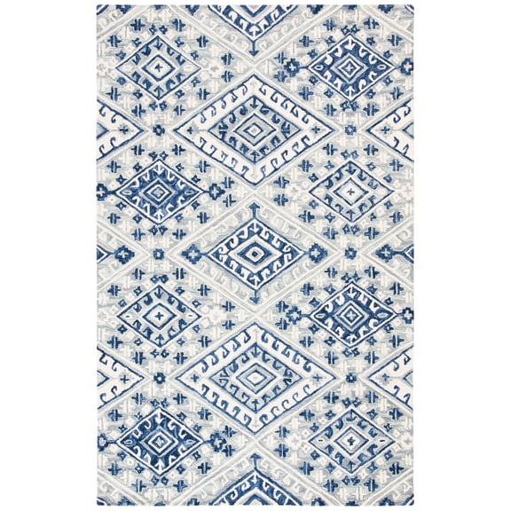 SAFAVIEH Aspen Celandine Geometric Wool Area Rug, Grey/Navy, 3' x 5'