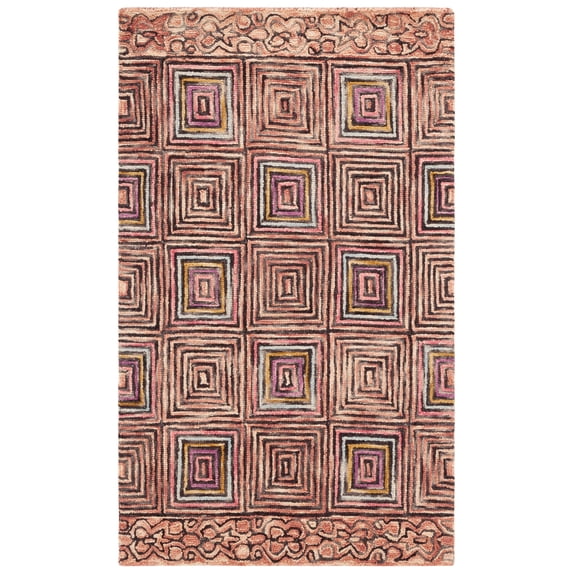 SAFAVIEH Aspen Chedomir Geometric Wool Area Rug, Pink/Blue, 3' x 5'