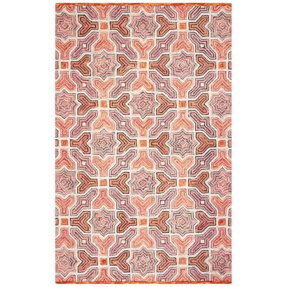 SAFAVIEH Aspen Christabella Geometric Floral Wool Area Rug, Pink/Orange, 5' x 8'