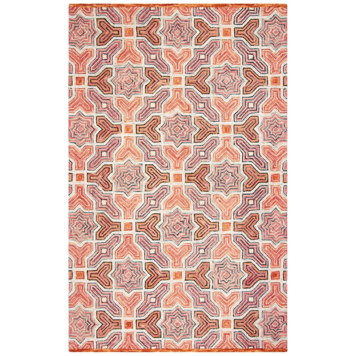Handmade Aspen Pink & Orange Wool 6' Square Rug