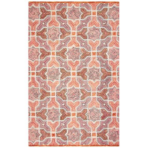 SAFAVIEH Aspen Christabella Geometric Floral Wool Area Rug, Pink/Orange, 9' x 12'