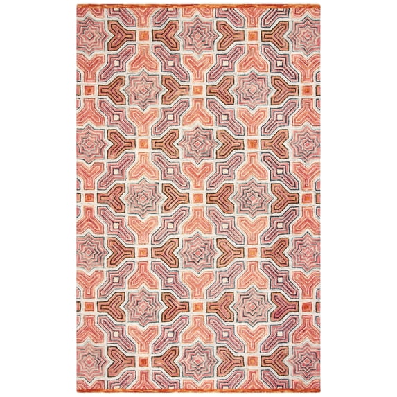 SAFAVIEH Aspen Christabella Geometric Floral Wool Runner Rug, Pink/Orange, 2'3" x 7'