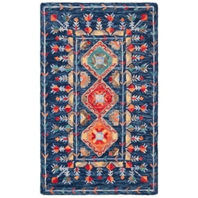 SAFAVIEH Aspen Christabella Geometric Wool Area Rug, Navy/Orange, 2' x 3'