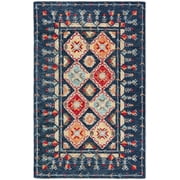 SAFAVIEH Aspen Christabella Geometric Wool Area Rug, Navy/Orange, 3' x 5'