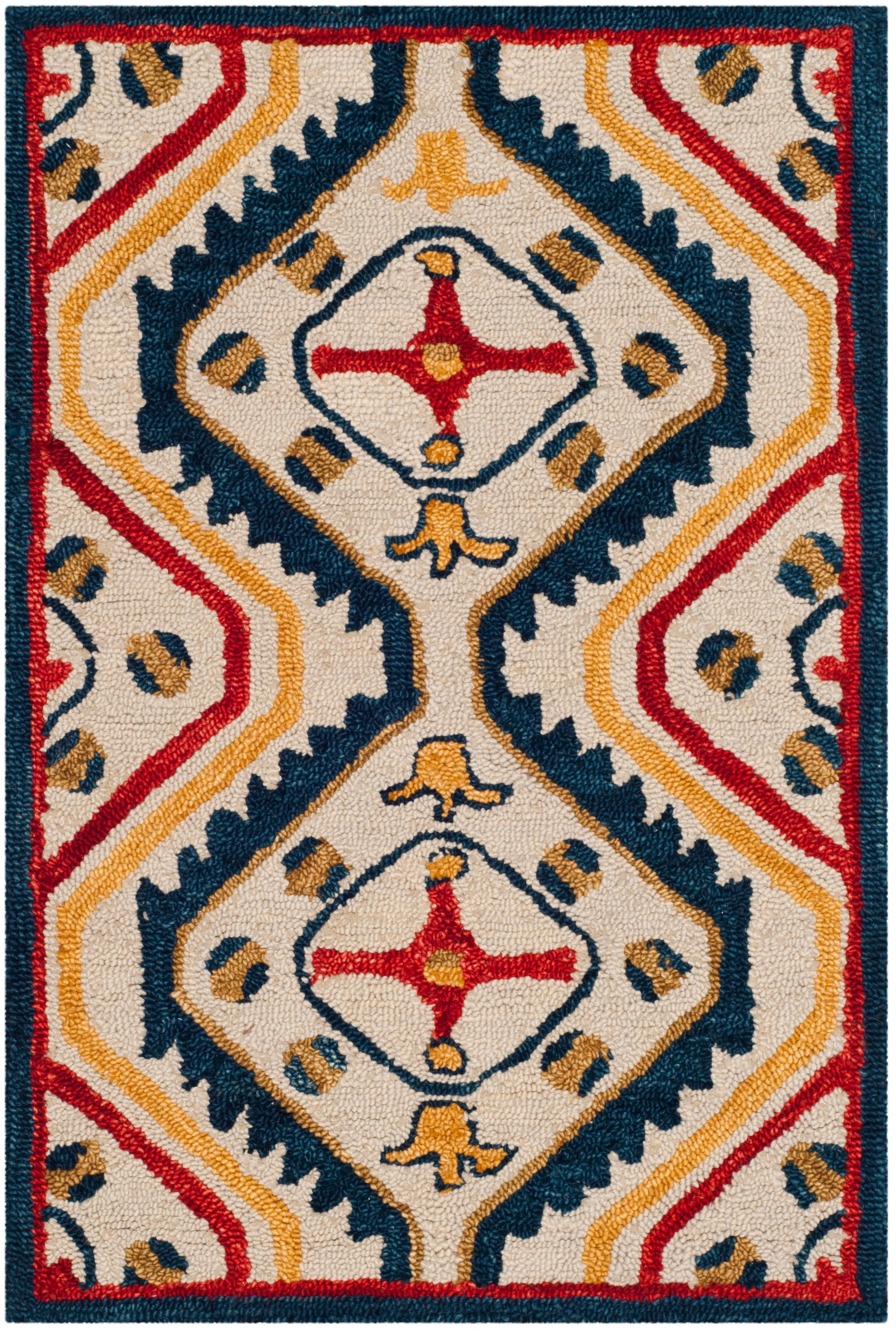 Handmade Ivory Wool Tufted Rectangular Rug - 2' x 3'