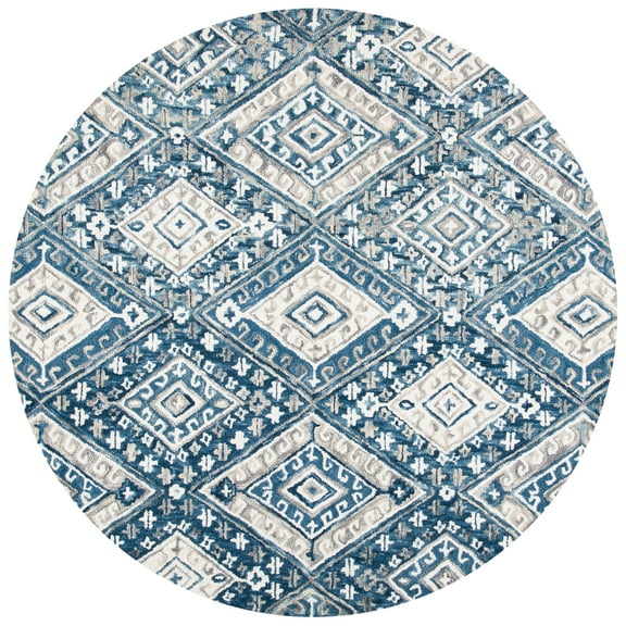 SAFAVIEH Aspen Christopher Geometric Wool Area Rug, Grey/Ivory, 7' x 7' Round