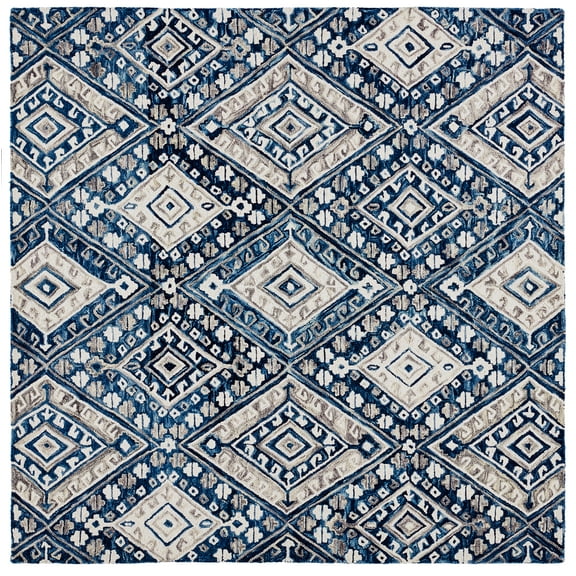 SAFAVIEH Aspen Christopher Geometric Wool Area Rug, Grey/Ivory, 7' x 7' Square