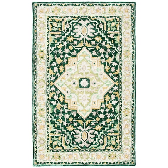 SAFAVIEH Aspen Coco Southwestern Wool Area Rug, Green/Ivory, 3' x 5'