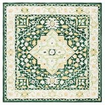 SAFAVIEH Aspen Coco Southwestern Wool Area Rug, Green/Ivory, 7' x 7' Square