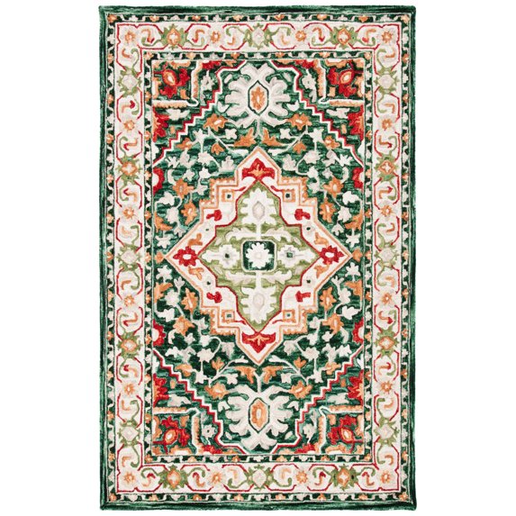 SAFAVIEH Aspen Coco Southwestern Wool Area Rug, Green/Red, 3' x 5'