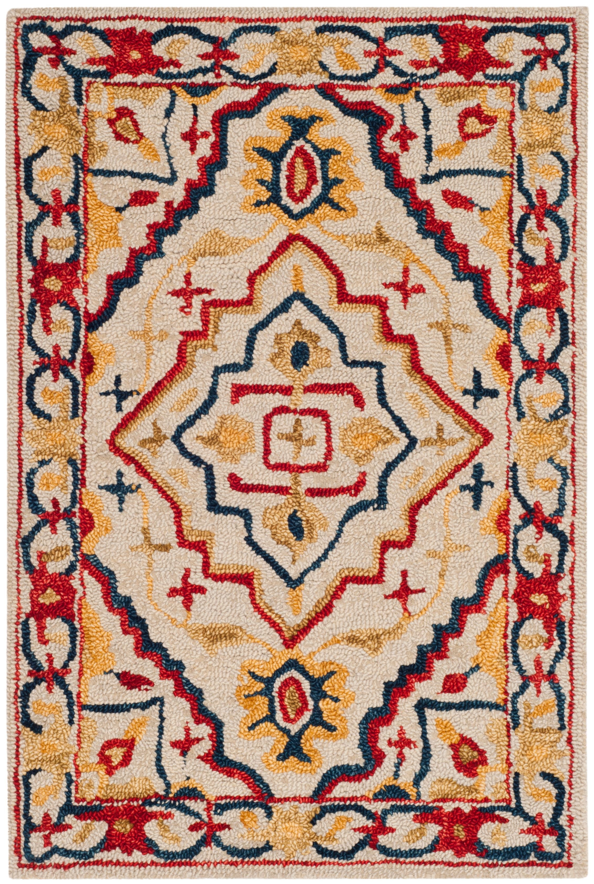 Handmade Ivory Geometric Wool Area Rug 3' x 5'