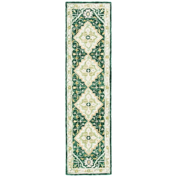 SAFAVIEH Aspen Coco Southwestern Wool Runner Rug, Green/Ivory, 2'3" x 9'