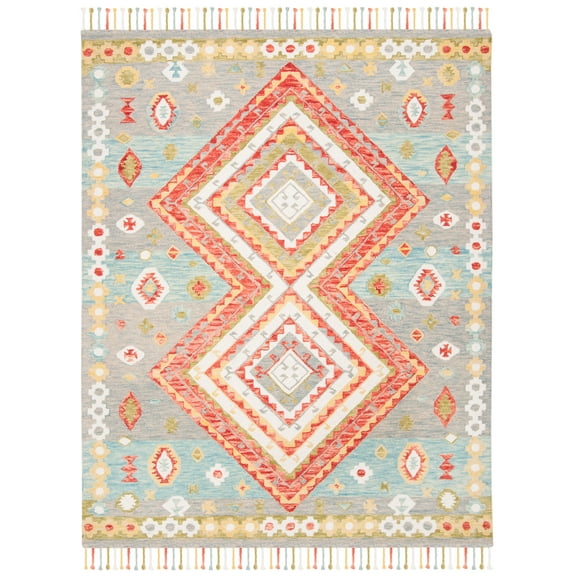 SAFAVIEH Aspen Linnette Geometric Wool Area Rug, Grey/Red, 8' x 10'