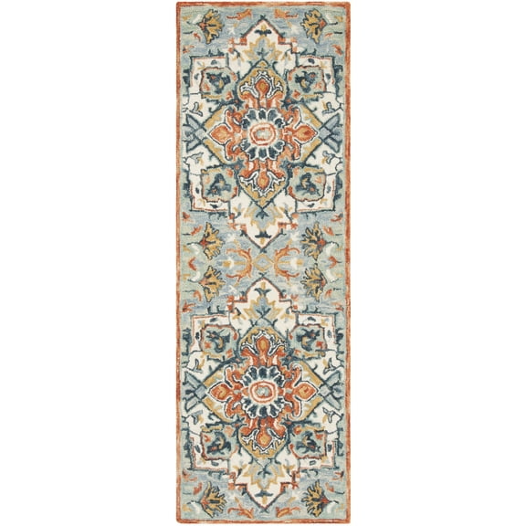 SAFAVIEH Aspen Collection APN312A Handmade Blue/Rust Rug