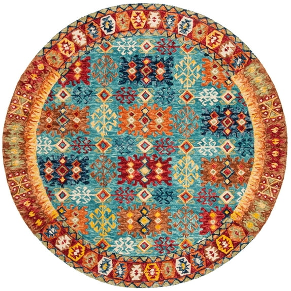 SAFAVIEH Aspen Collection APN503A Handmade Blue / Red Rug