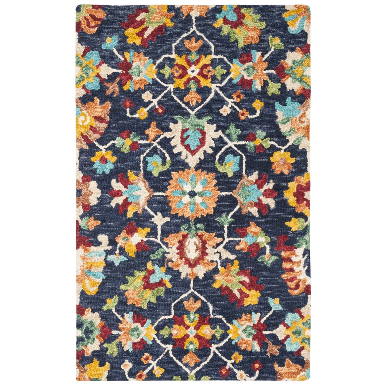 Handmade Tufted Wool Floral Rug in Red - 24" x 36"