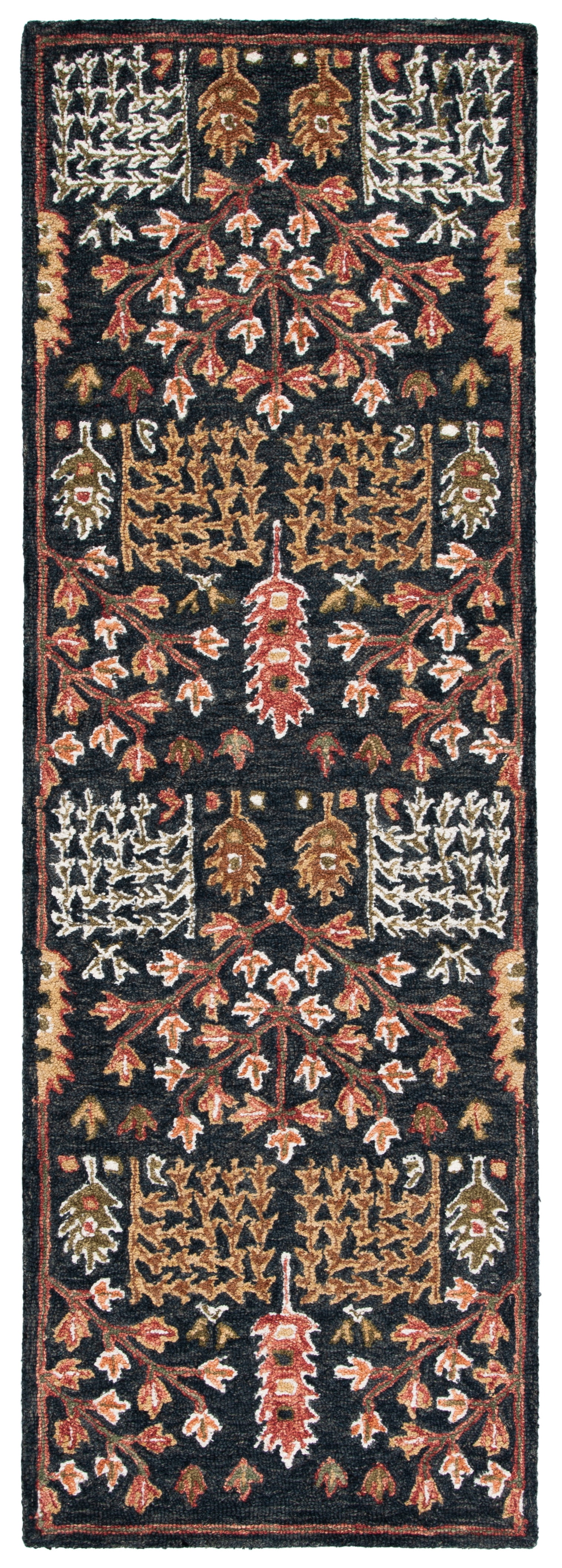 Aspen Rustic-Chic Red & Black Handmade Wool Runner Rug - 27"x7"